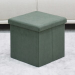 Taburet s úložným prostorem, zelená manšestrová látka