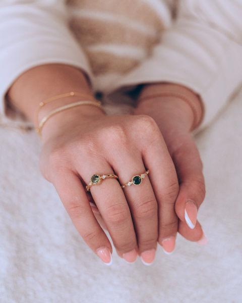 LUNICA Stříbrný prstýnek MECHOVÝ ACHÁT GOLD Velikost prstenu: 7 (EU: 54-56) 0688_7