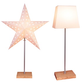 Eglo 410297 - STAR TRADING Stolní lampa Kombi Shade/Star Leo, šedá barva, bílá barva, přírodní barva, dřevo, kov, plast