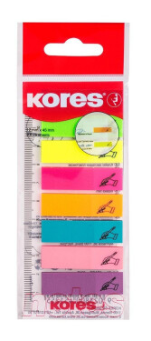 Samolepící neonové záložky Index Strips Podepiš zde na pravítku 45x12 mm / 8 barev / 25 lístků á barva