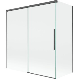 MEXEN/S - Rox vanová zástěna 2-křídlová posuvná 150 + 70 x 150, transparent, grafit kartáčovaná 8C9-150-070-66-00