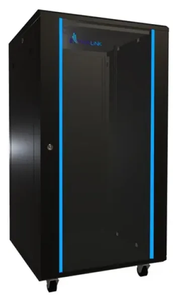 Extralink Rack 22U černá / Stojanový rozvaděč / 19" / Šířka 600 mm / Hloubka 600 mm / nosnost 600 kg / skleněné dveře (EX.14381)