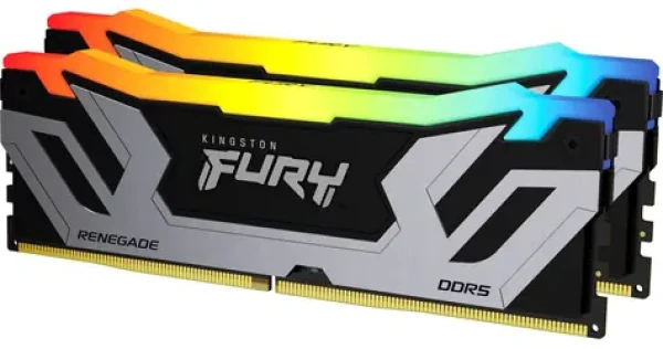 Kingston FURY Renegade RGB černá-stříbrná / Operační paměť / DDR5 / 48GB (2x24GB) / 8400 MHz / CL40 / CUDIMM / XMP (KF584CU40RSAK2-48)
