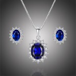 Stříbrná souprava šperků Swarovski Elements Kate, stříbro 925/1000, Modrá 40 cm + 5 cm (prodloužení)