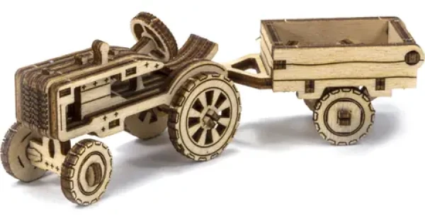 WOODEN CITY 3D Dřevěné puzzle Superfast Americký traktor s vlečkou