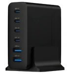 Gembird TA-UC-2A4C-PD75-01-BK černá / Nabíjecí stanice / 75 W / 4x USB-C PD 25 W / 2x USB-A QC 3.0 18 W / GaN (TA-UC-2A4C-PD75-01-BK)