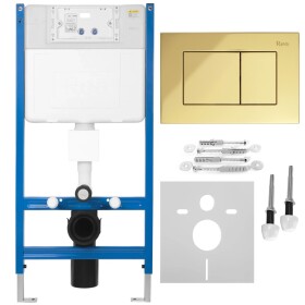 REA - Podomítkový WC systém K011A-Q + tlačítka J Gold KPL-E0636