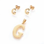 Sada přívěsku a náušnic z nerezové oceli - písmeno - zlatá - 20 ~ 23 mm x 13 ~ 19 mm - 1 ks Písmena: E