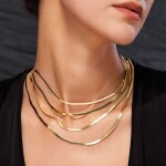 Pozlacený herringbone řetízek – 5 mm plochý hadí náhrdelník, Zlatá 50 cm