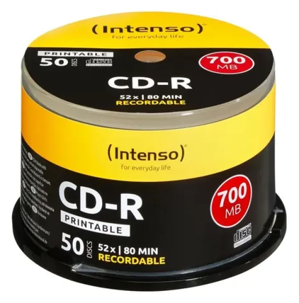 Intenso CD-R 700MB 52x / CD-R disk / Cake box 50 ks / Printable (1801125)