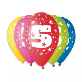 Balónky potisk čísla 5 5 ks v bal. 30 cm