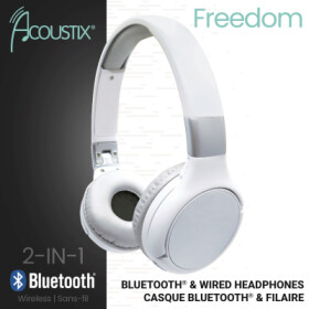 Lexibook 2v1 bluetooth skládací sluchátka bílá