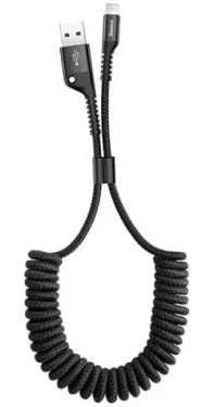 Baseus CALSR-01 Pružinový kabel Lightning 1m 2A černá / USB-A (M) - Lightning (M) (CALSR-01)