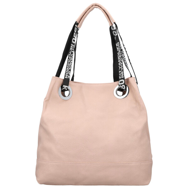 Módní dámská koženková kabelka na rameno Žanet, světle růžová