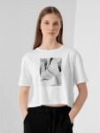 Dámský crop top s potiskem H4Z21-TSD029 10S Bílá s černou - 4F bílá-černá XS