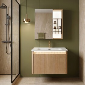 REA - Sada koupelnového nábytku s umyvadlem Sora DE07-70 Oak 70CM REA-M0608