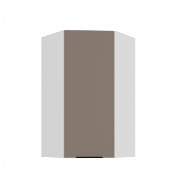 Horní rohová skříňka Aria 60x60 GN-108 1F (45°) Barva korpusu: Bílá, Barva dvířek: TA - Sandgrau AFM