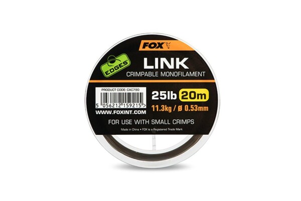 FOX Vlasec Edges Link Trans Khaki Mono 20m 0,64mm 35lb (CAC792)