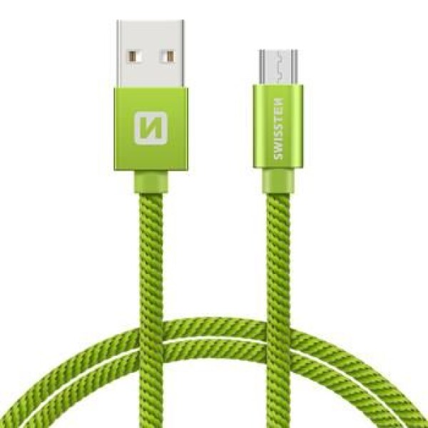 Swissten 71522207 USB 2.0, zástrčka A - zástrčka micro B, opletený, 1,2m, zelený