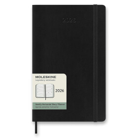 Diář Moleskine 2026 - měkké desky, L, týdenní, horizontální, černý