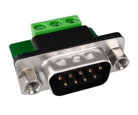 D-Sub DB9 samec s aretačními závity RS232 adaptér na svorkovnici