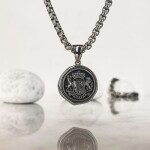 Ocelový 4mm náhrdelník s pečetí, rodový erb, Stříbrná 60 cm