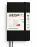 Týdenní plánovač Zápisník Black, Pocket A6 2027, Softcover, anglicky