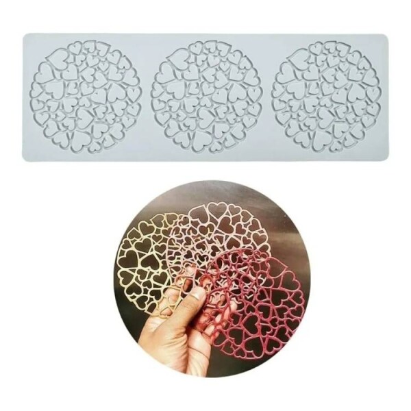 Dortisimo Silikonová forma na krajku Srdíčkové kruhy