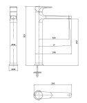 CERSANIT - Stojánková vysoká umyvadlová baterie INVERTO, páková, černá + zlatá páčka S951-303