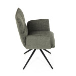 Židle jídelní, zelená látka, 360° vratný mechanismus, černý kov