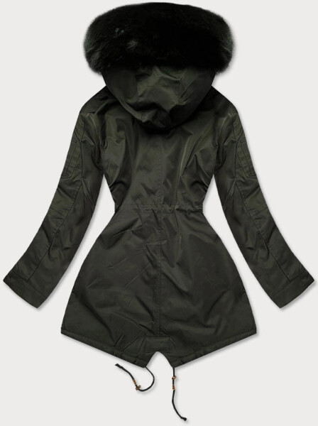 Dámská zimní bunda parka v barvě khaki s kapucí (b531-11) odstíny zelené XL (42)