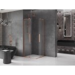 MEXEN/S - Velar L Duo sprchový kout, posuvné dveře 90 x 90, transparent, měď kartáčovaná 871-090-090-02-03-65