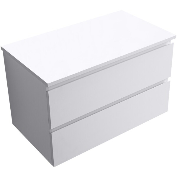 CERANO Koupelnová skříňka Carole - bílá matná + deska pod umyvadlo z lit. mramoru Elanys - 12 mm - bílá matná - 100x49,2x46 cm