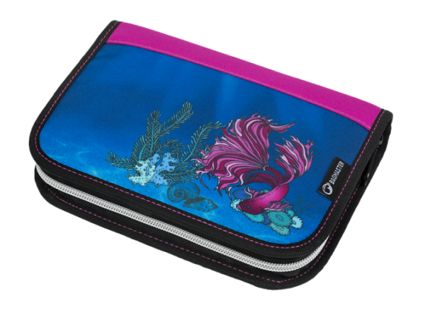 Bagmaster Dívčí školní penál CASE GALAXY 9 C ryba Bojovnice pestrá VIOLET/BLUE/PINK