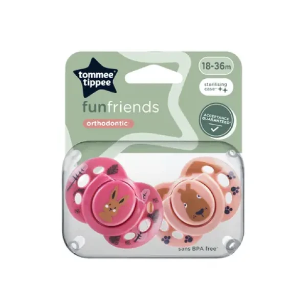 Tommee Tippee Dudlík silikon fun girl 2ks 18-36m - více barevných variant (43340399)