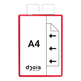 Djois identifikační kapsa se závěsem, A4, červená, 10 ks