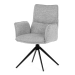 Židle jídelní, šedá látka, 360° vratný mechanismus, černý kov