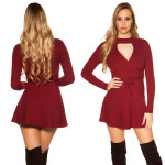 Sexy KouCla ripp pletené šaty wrap look BORDEAUX Einheitsgroesse