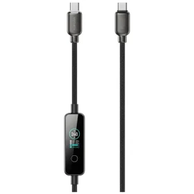 4smarts ScreenCord černý / Kabel USB-C / 240 W PD 3.1 / TFT displej / 1,2 m / nylonový oplet (543240)