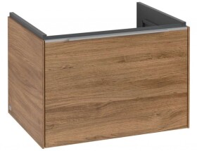 VILLEROY & BOCH - Subway 3.0 Umyvadlová skříňka s LED osvětlením, 62x43x48 cm, 1 zásuvka, Oak Kansas/lesklý hliník C575L0RH