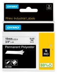 Dymo originální páska do tiskárny štítků 19mm x 5.5m / černý tisk / bílý podklad / RHINO / polyester (18484)