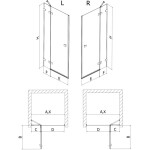 MEXEN/S - Lunar sprchové dveře křídlové levé 75, transparent, zlatá 834-075-000-50-00-L