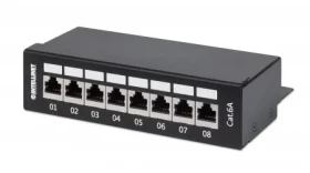 Intellinet Patch panel Cat6a FTP stolní černá / 8 portů / stíněný / pozlacené kontakty (720908)