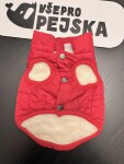 Navy zimní bunda pro psa s kožíškem Barva: Červená, Délka zad (cm): 40, Obvod hrudníku: 60 - 63 cm
