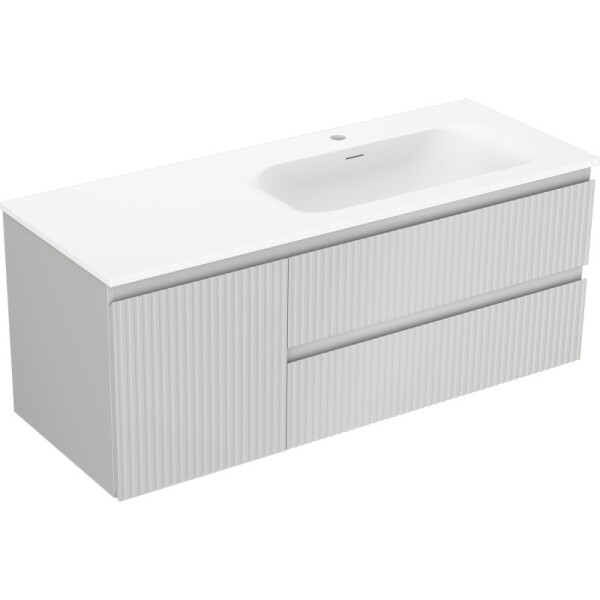 MEXEN/S - Rivel koupelnová skříňka 120 cm s umyvadlem Vela pravá, 2S, 1D, reliéf, šedá/bílá mat 91A23-12047-3-BBFFF62-W23P01