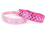 Lesk obojek pro psa s kamínky | 22 - 38 cm Barva: Červená, Obvod krku: 32 - 38 cm