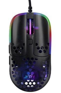 XTRFY MZ1 RGB Rail černá / herní myš / optická / 16000 DPI / 6 tlačítek / RGB / USB / 1.8m (MZ1-RGB-BLACK-TP)