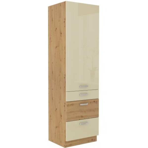 Vysoká potravinová skříňka Artisan 60 DKS-210 3S 1F - Premium Box Barva korpusu: Dub artisan, Barva dvířek: Krémový lesk