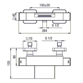 SAPHO - DIMY nástěnná vanová termostatická baterie, kaskáda, chrom DM292