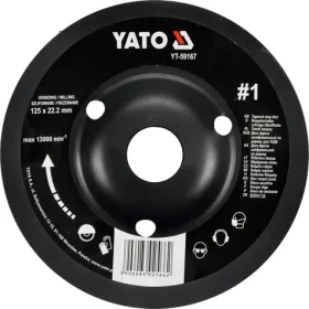 YATO Rotační rašple úhlová 125 mm hrubá / Rašple / Upínací otvor 22,2 mm / Max. 13000 ot./min (YT-59167)